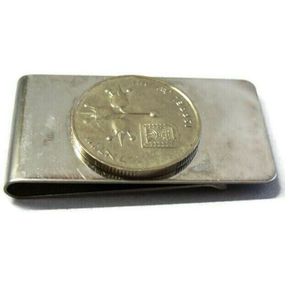 Israel Coin Money Clip Stainless Steel Wallet Cash ID Holder Silver - Picture 4 of 9